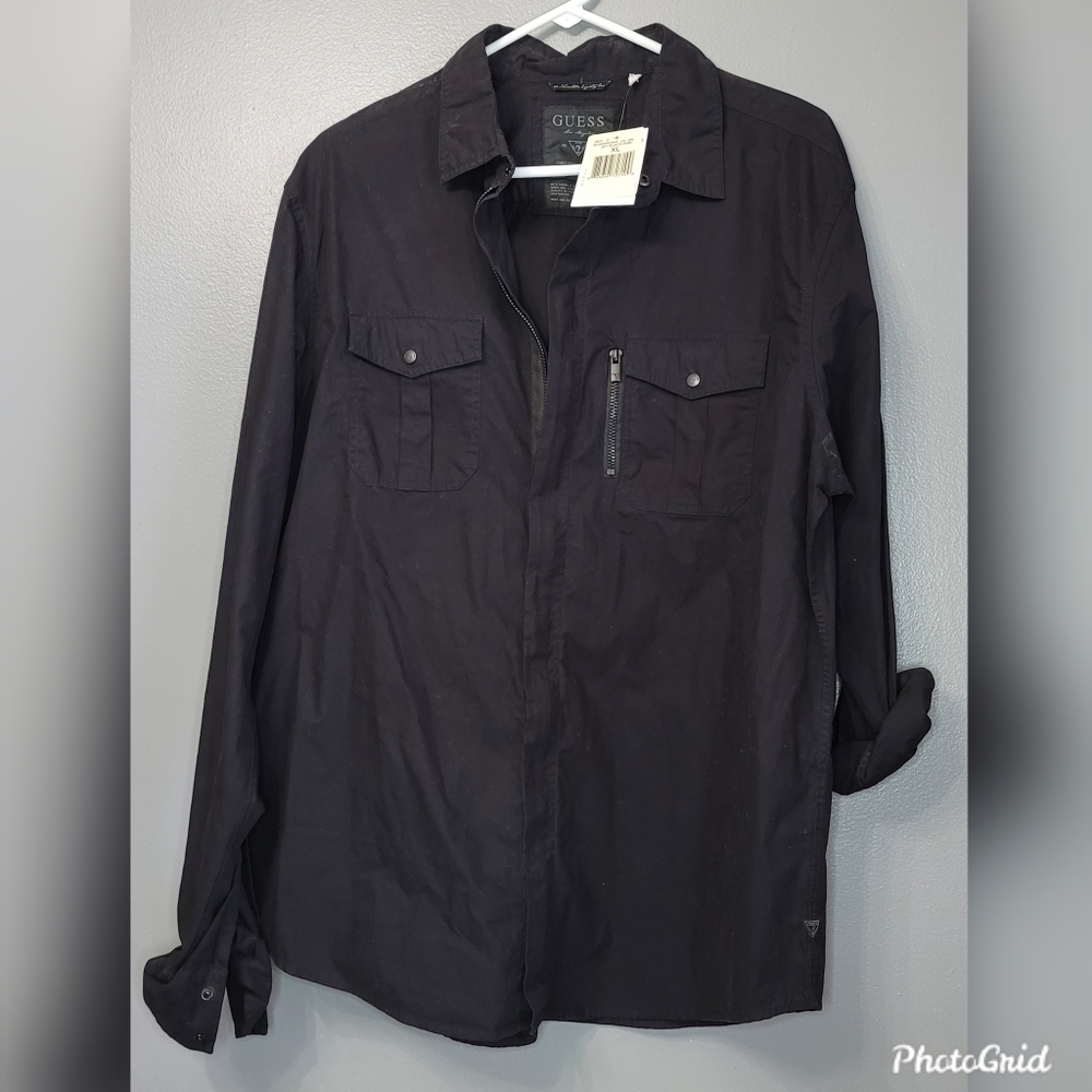 Men's Black Guess Button-down Shirt